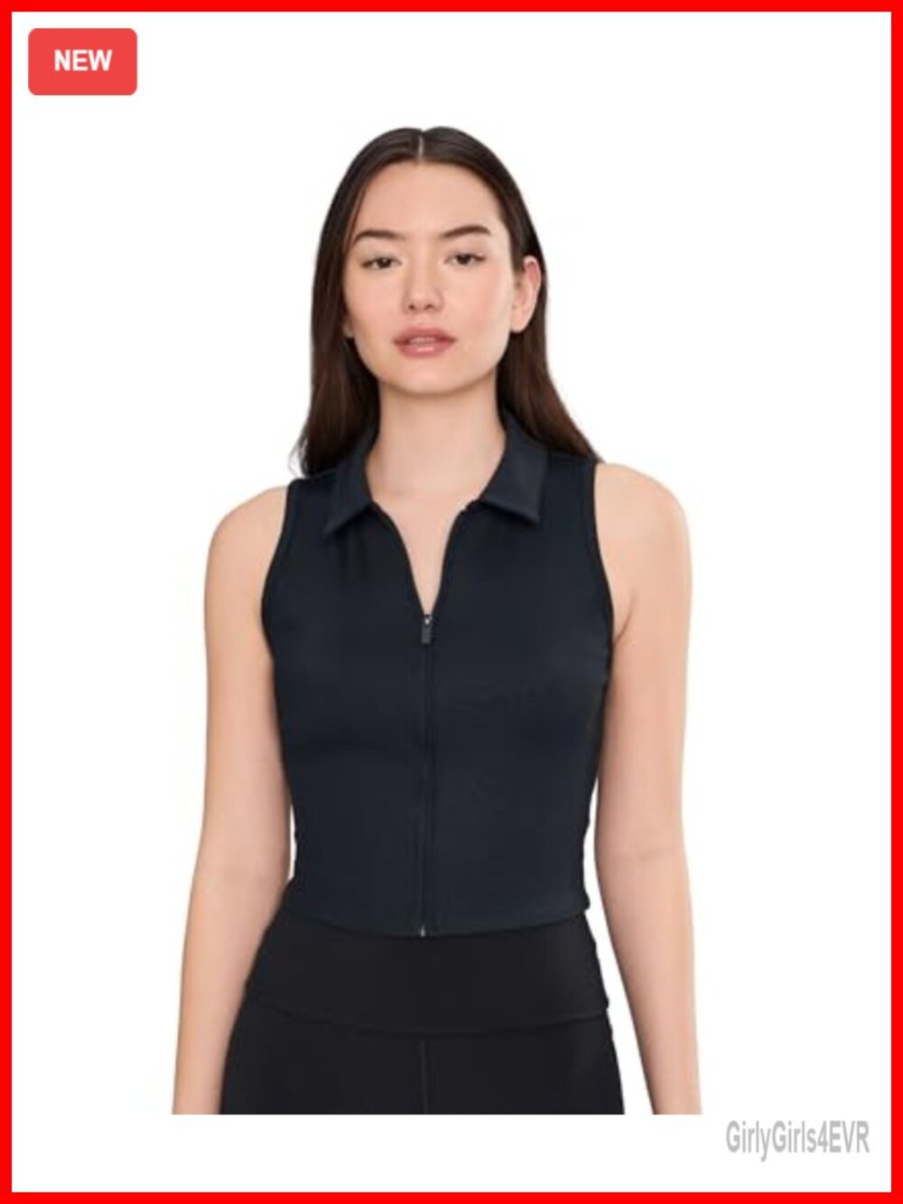 Modern Fit Sleeveless Zip Top Ribbed Polyamide Blend Activewear